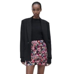 NEW ZARA DRAPED PRINTED MULTICOLORED MINI SKIRT